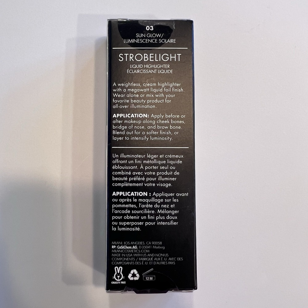Milani Strobe Light Liquid Highlighter 03 Sun Glow/ Luminescence Solaire Shimmer - Picture 3 of 4